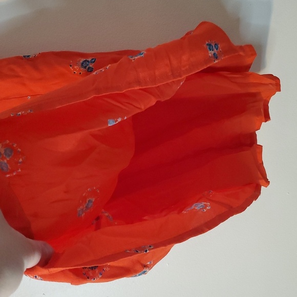 Free People Mockingbird Coral Red Floral Backless Mini Dress Size 4 Plunging V - Picture 6 of 12